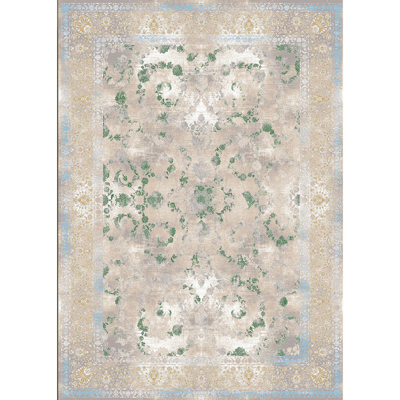 فرش ماشینی 1200 شانه زمینه کرم حاشیه کرم مدل خاطره کویر کاشان 1006