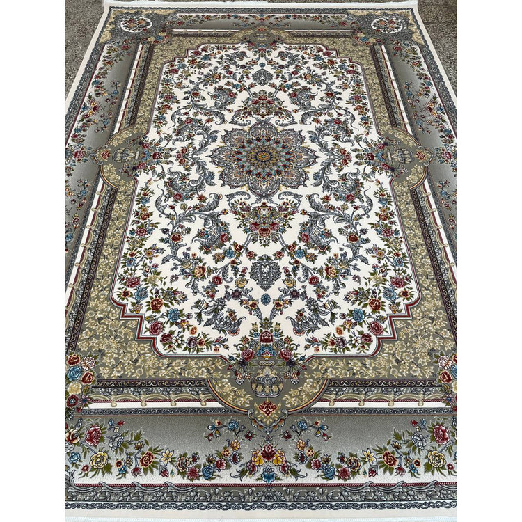 فرش ماشینی 700 شانه زمینه کرم حاشیه فیلی مدل استادزاده تاپ